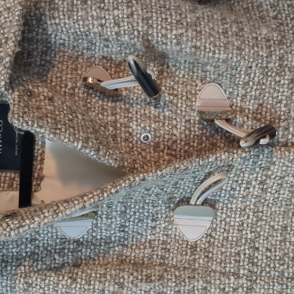 Light Grey Pea Coat with Burber Accents and Toggle front - Picture 3 of 14